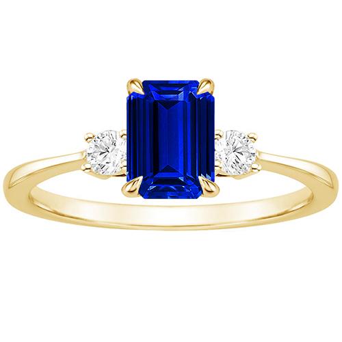 Gelbgold Smaragd 3 Steine Ring Blauer Saphir & Diamant 3,50 Karat - harrychadent.de