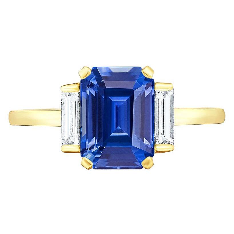 Gelbgold Smaragd Edelstein Ring Baguette Diamanten 5 Karat 3 Stein - harrychadent.de