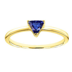 Gelbgold Solitaire Trillion natürlicher blauer Saphirring 1 Karat
