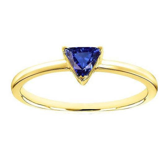 Gelbgold Solitaire Trillion natürlicher blauer Saphirring 1 Karat - harrychadent.de