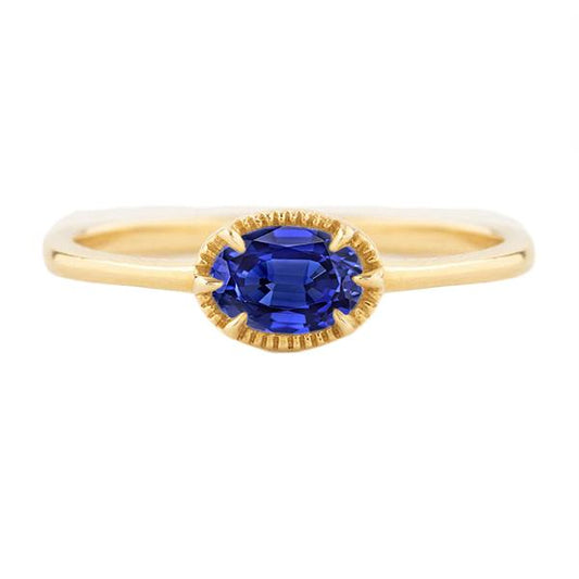 Gelbgold Solitärring Krappenset Blauer Saphir 1,50 Karat - harrychadent.de