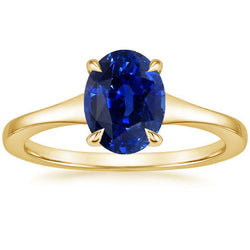 Gelbgold Solitärring Oval Sri Lanka Saphir 3 Karat