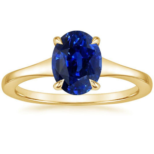 Gelbgold Solitärring Oval Sri Lanka Saphir 3 Karat - harrychadent.de