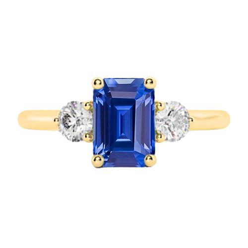 Gold 3 Steine Smaragd Ceylon Saphir Ring Diamanten 3 Karat - harrychadent.de