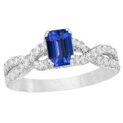 Gold Aus der Erde Abgebauter Natürlicher Diamant Ehering Smaragdschliff blauer Saphir Edelstein 3 Karat