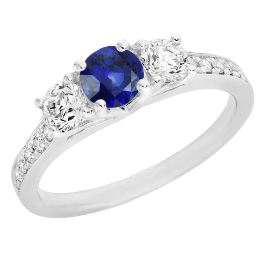 Gold-Diamant-Jubiläumsring runder blauer Saphir-Edelstein 2.50 Karat - harrychadent.de