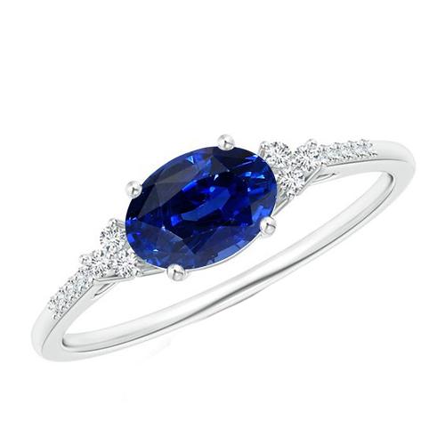 Gold Diamant & Ovaler Saphir Edelstein Ring 4 Karat Damenschmuck - harrychadent.de