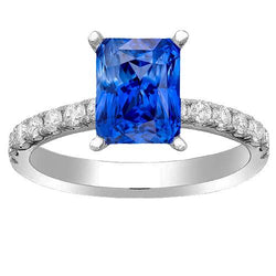 Gold Aus der Erde Abgebauter Natürlicher Diamant Ring 3 Karat Krappen Set Ceylon Saphir Edelstein Schmuck