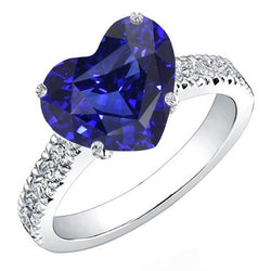 Gold Aus der Erde Abgebauter Natürlicher Diamant Ring Herzförmiger blauer Saphir Edelstein 5 Karat