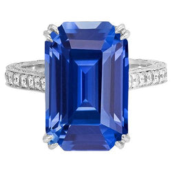 Gold Aus der Erde Abgebauter Natürlicher Diamant Schmuck Krappen Set Blauer Saphir Ring 5 Karat Milgrain
