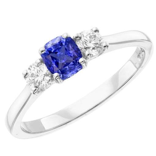Gold Drei-Steine-Verlobungsring Strahlender Saphir 2 Karat Diamanten - harrychadent.de