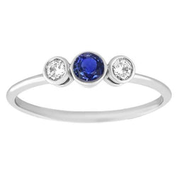 Gold Edelstein Ring Lünette Set Aus der Erde Abgebauter Natürlicher Diamanten & Saphir 3 Steine 1,50 Karat
