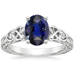 Gold Edelstein Ring blauer Saphir mit Aus der Erde Abgebauter Natürlicher Diamantakzenten 4 Karat