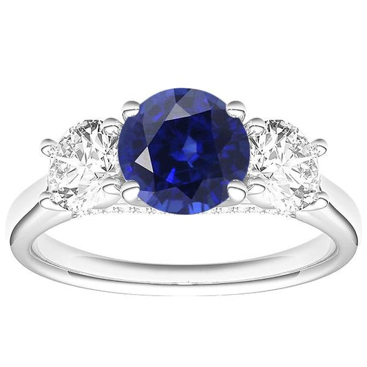 Gold Ehering runder Diamant & Ceylon Saphir 3 Stein 3 Karat - harrychadent.de