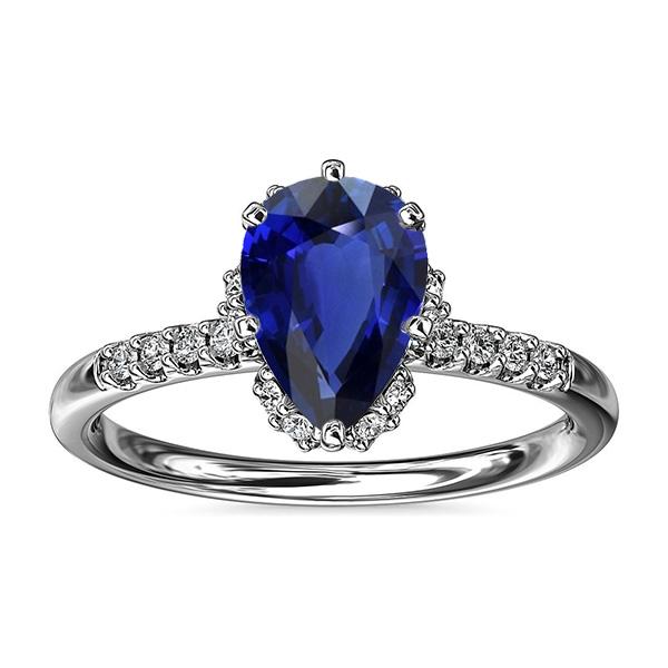 Gold Halo Diamant Schmuck Birne Blauer Saphir Edelstein Ring 3,50 Karat - harrychadent.de