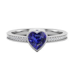 Gold Halo Lünette Set Herz Sri Lanka Saphir Ring 2 Karat Aus der Erde Abgebauter Natürlicher Diamanten
