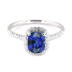 Gold Halo Oval Ceylon Saphir Ring Aus der Erde Abgebauter Natürlicher Diamantschmuck 3,50 Karat