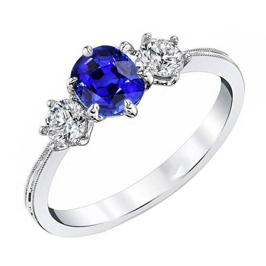 Gold Saphirring mit drei Steinen im Kissenschliff 2 Karat Damenschmuck - harrychadent.de