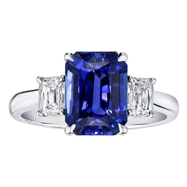 Gold Radiant 3 Stone Blue Saphir Ring & Kissen Diamanten 3 Karat - harrychadent.de