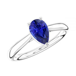 Gold Solitaire Birnenförmiger Srilanka Saphir Ring 1,50 Karat
