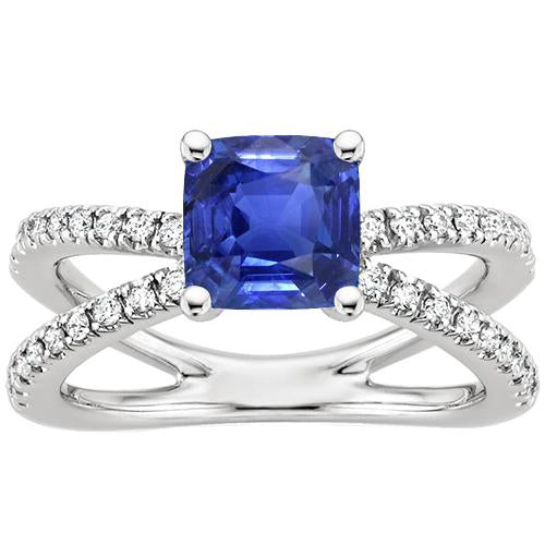 Gold Solitaire Blauer Saphir & Akzente Ring Split Shank 2,75 Karat - harrychadent.de