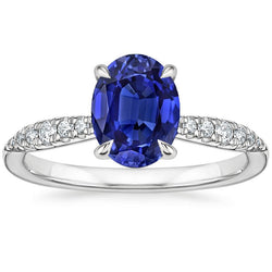 Gold Solitaire Ceylon Saphir Ring & Aus der Erde Abgebauter Natürlicher Diamanten Vintage Style 3 Karat