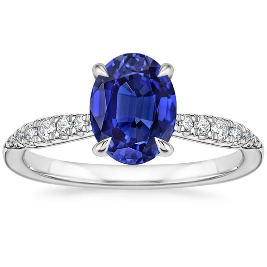 Gold Solitaire Ceylon Saphir Ring & Diamanten Vintage Style 3 Karat - harrychadent.de