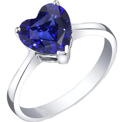 Gold Solitaire Heart Deep Blue Saphir Ring Krappen Set 2,50 Karat