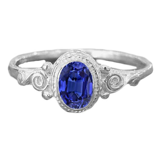 Gold Solitaire Oval Blauer Saphir Ring Antik-Stil 2 Karat - harrychadent.de