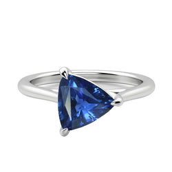 Gold Solitaire Ring Trillion natürlicher blauer Saphir 1,50 Karat