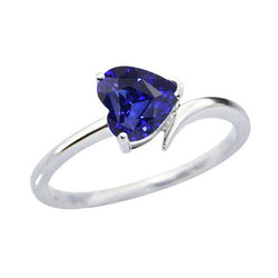 Gold-Solitär-Herz-natürlicher blauer Saphir-Ring mit geteiltem Schaft 1,50 Karat