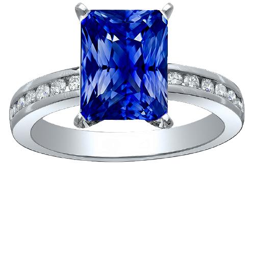 Goldener Jubiläumsring mit blauem Saphir, 4 Karat, Diamanten in Kanalfassung - harrychadent.de