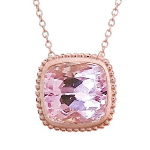 Große rosa Kunzit Lünette Set 35.00 ct Anhänger Halskette Roségold 14K - harrychadent.de