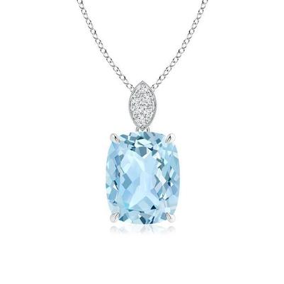 Großer Aquamarin im Kissenschliff mit Diamanten 16,50 Ct Anhänger 14K Gold - harrychadent.de