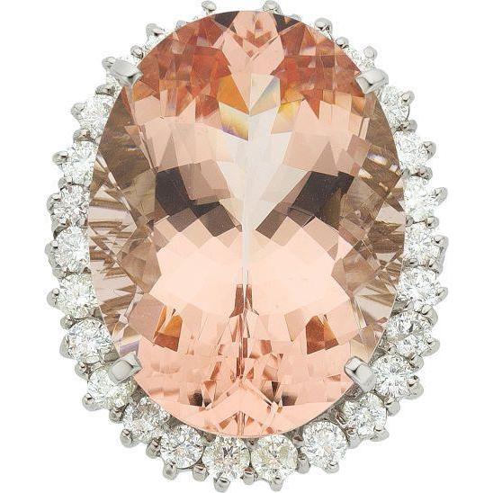 Großer Morganit mit kleinen Diamanten 18.50 ct. Ring Neu Weißgold 14K