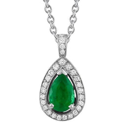 Grüne Smaragd- & Diamant-Edelstein-Anhänger-Halskette 8.35 Karat WG 14K