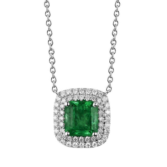 Grüner Smaragd-Aus der Erde Abgebauter Natürlicher Diamant-Edelstein-Anhänger mit Kette 11 Karat WG 14K