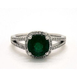 Grüner Smaragd-Aus der Erde Abgebauter Natürlicher Diamant-Ring mit 6,55 ct im Rundschliff Weißgold 14K