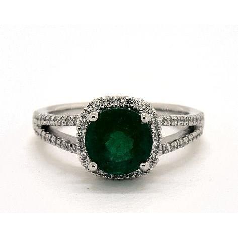 Grüner Smaragd-Diamant-Ring mit 6,55 ct im Rundschliff Weißgold 14K