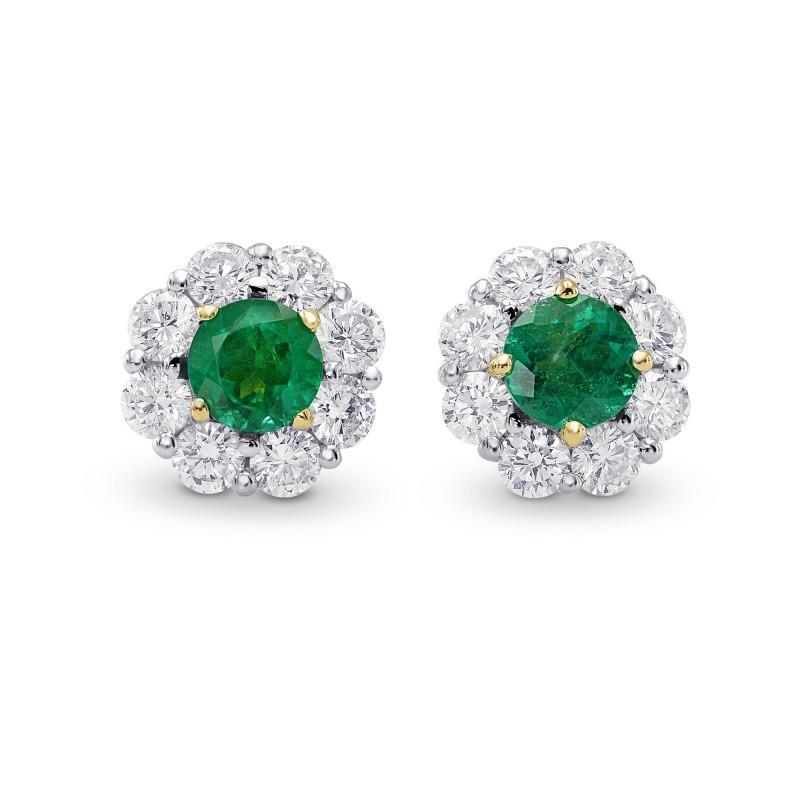 Grüner Smaragd Diamanten im Rundschliff Halo Ohrstecker Ohrringe 5,80 Karat