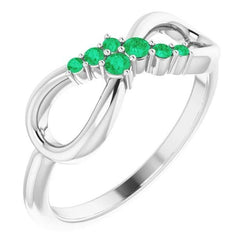 Grüner Smaragd Ring Infinity Style 1 Karat Weißgold 14K Schmuck