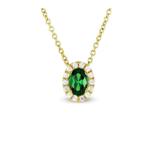 Grüner Smaragd mit Aus der Erde Abgebauter Natürlicher Diamanten Edelstein Anhänger 3.60 Ct YG 14K