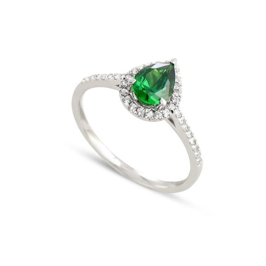 Grüner Smaragd mit weißen Diamanten 5.70 ct. Ring 14K Weißgold 14K