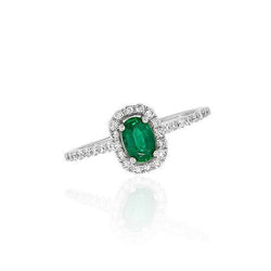 Grüner Smaragd und Diamanten 5,25 Karat Ehering 14K WG