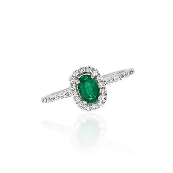 Grüner Smaragd und Diamanten 5,25 Karat Ehering 14K WG - harrychadent.de