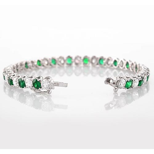 Grünes Smaragd & Diamant Tennisarmband 33.25 Karat Damen Schmuck - harrychadent.de
