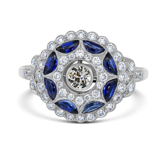 Halo Altschliff Diamantring Halbmond Saphir Blume Stil 3 Karat - harrychadent.de