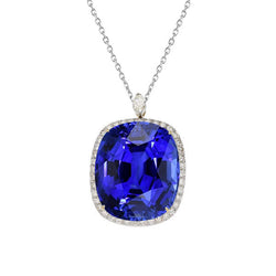 Halo-Anhänger-Kissen Natürlicher blauer Saphir & Aus der Erde Abgebauter Natürlicher Diamant 6,50 Karat