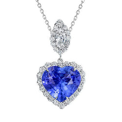 Halo-Anhänger mit hellblauem Saphir und Aus der Erde Abgebauter Natürlicher Diamant mit Kette von 4,25 Karat