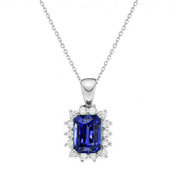 Halo-Anhänger strahlend blauer Saphir und Aus der Erde Abgebauter Natürlicher Diamant im Sternstil 1,75 Karat